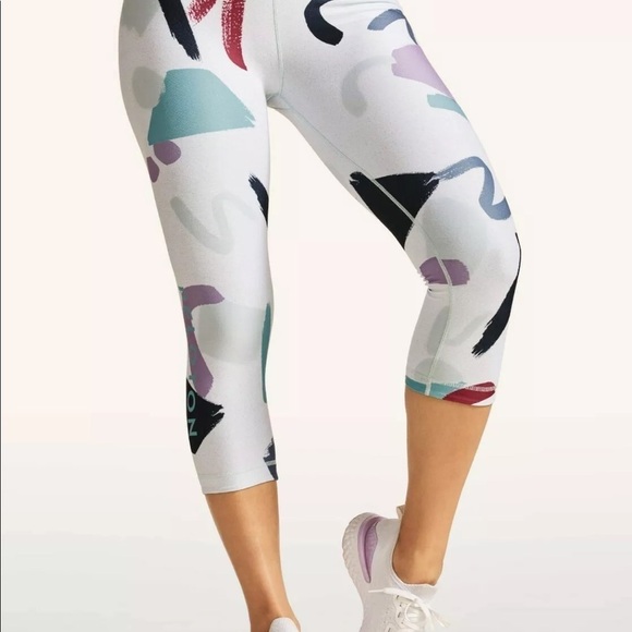 Peloton X WITH Modern High Waist Capri Leggings Teal White Purple Size XS - Picture 2 of 16